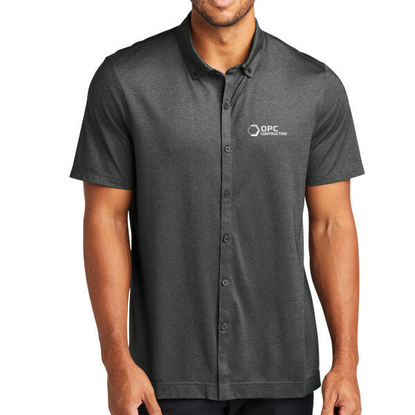 Embroidered OPC Contracting - Stretch Pique Full Button Polo Thumbnail