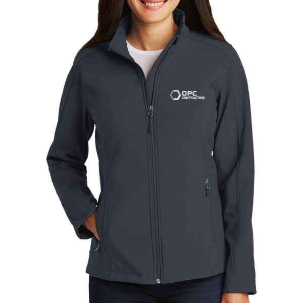Embroidered OPC Contracting - Ladies Core Soft Shell Jacket Thumbnail