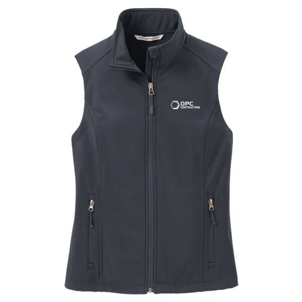 Embroidered OPC Contracting - Ladies Core Soft Shell Vest Thumbnail