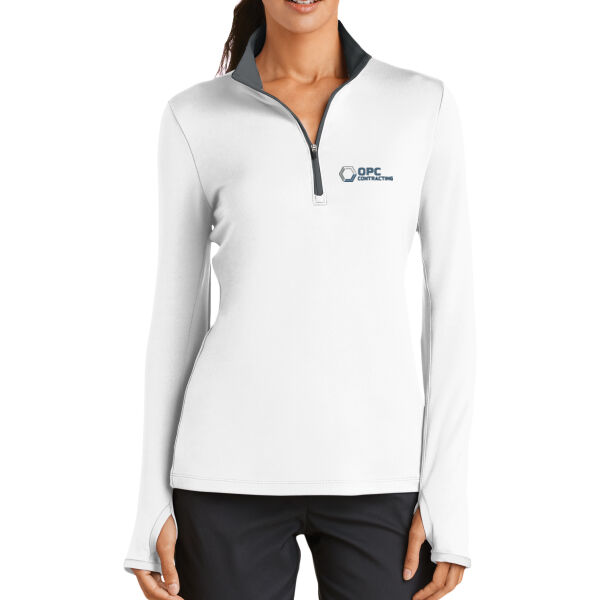Embroidered OPC Contracting - Ladies Dri FIT Stretch 1/2 Zip Cover Up Thumbnail