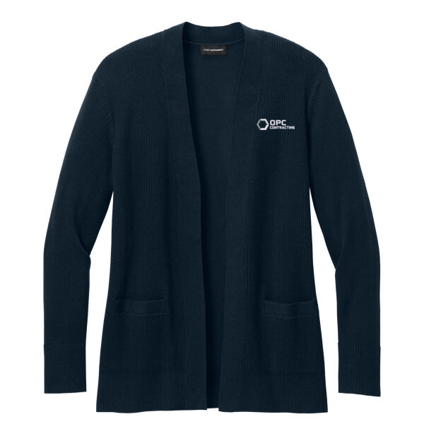 Embroidered OPC Contracting - Women's Easy Care Open Front Cardigan Sweater Thumbnail