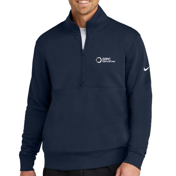 Embroidered OPC Contracting - Club Fleece Sleeve Swoosh 1/2 Zip Thumbnail