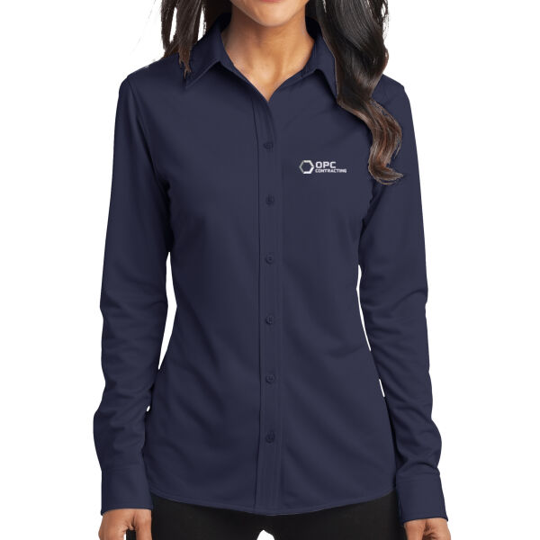 Embroidered OPC Contracting - Women's Dimension Knit Dress Shirt Thumbnail