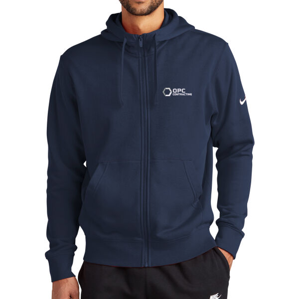 Embroidered OPC Contracting - Club Fleece Sleeve Swoosh Full Zip Hoodie Thumbnail