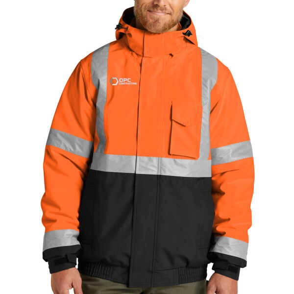 Embroidered OPC Contracting - Ansi 107 Class 3 Economy Waterproof Insulated Bomber Jacket Thumbnail