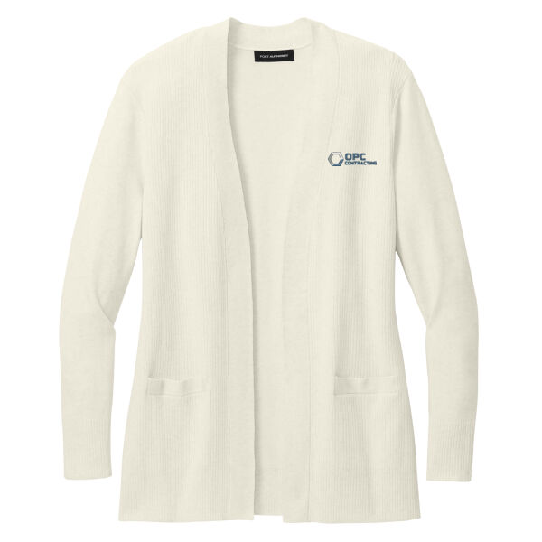 Embroidered OPC Contracting - Women's Easy Care Open Front Cardigan Sweater Thumbnail