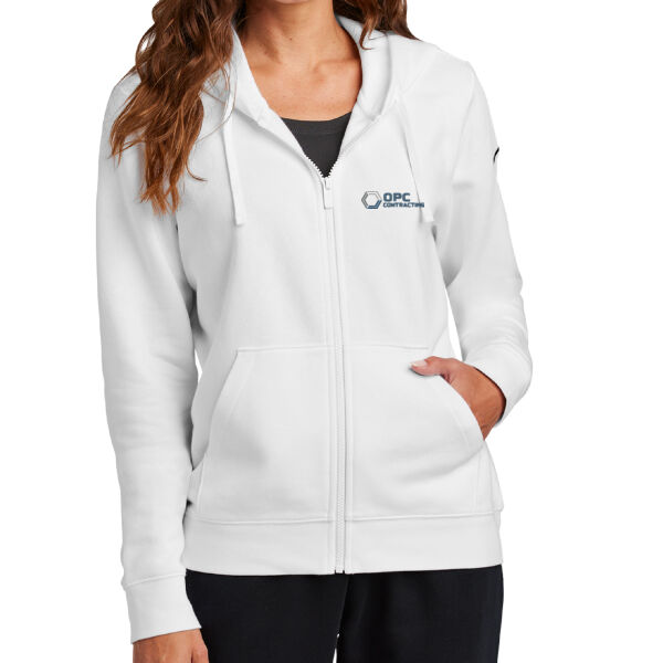 Embroidered OPC Contracting - Women's Club Fleece Sleeve Swoosh Full Zip Hoodie Thumbnail
