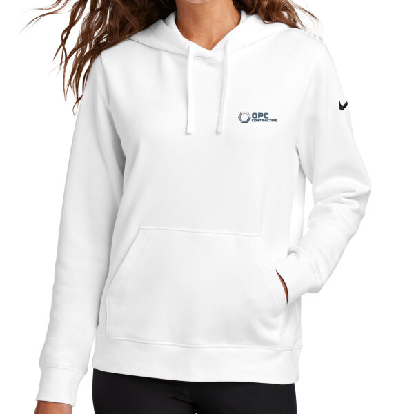 Embroidered OPC Contracting - Ladies Club Fleece Sleeve Swoosh Pullover Hoodie Thumbnail