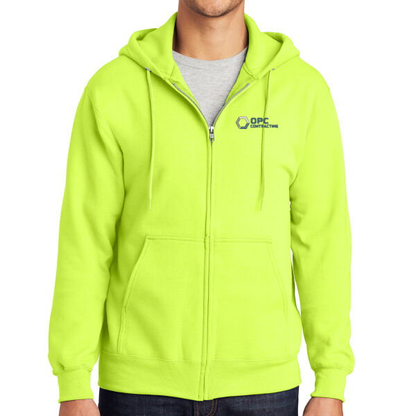 Embroidered OPC Contracting - Tall Essential Fleece Full Zip Hooded Sweatshirt Thumbnail