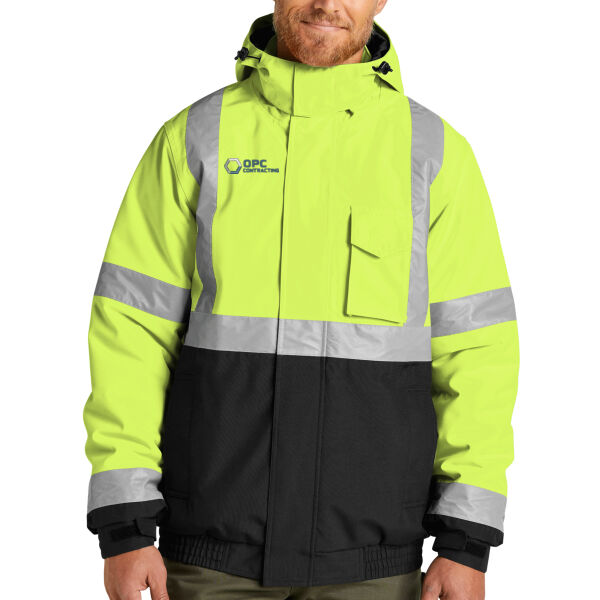 Embroidered OPC Contracting - Ansi 107 Class 3 Economy Waterproof Insulated Bomber Jacket Thumbnail