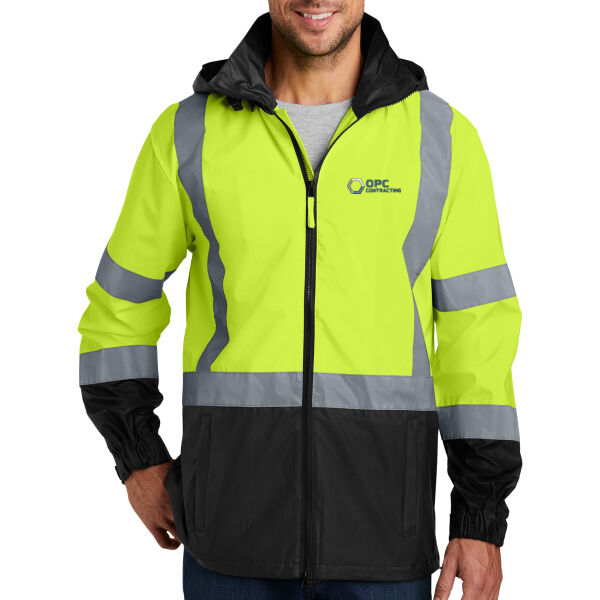 Embroidered OPC Contracting - Ansi 107 Class 3 Safety Windbreaker Thumbnail