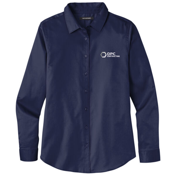 Embroidered OPC Contracting - Women's Long Sleeve SuperPro React Twill Shirt Thumbnail